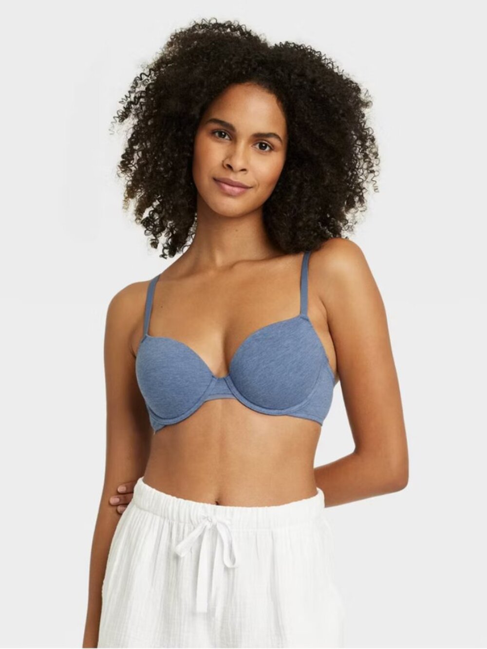 Women's Cotton Lightly Lined Demi T-Shirt Bra - Auden Navy Heather 36C